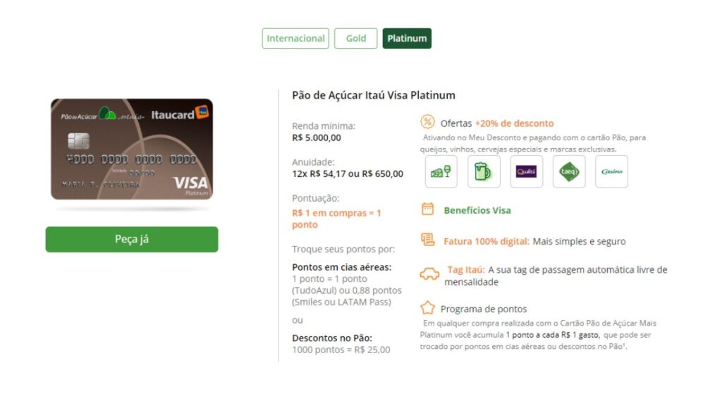 Cartão Pão de Açúcar Platinum