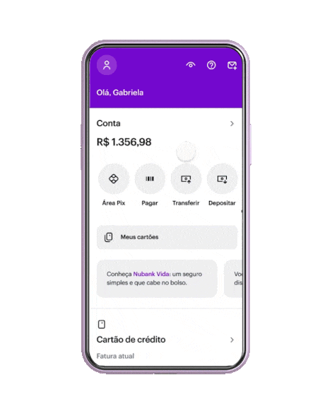 Gif de Pix com Cartão de crédito Nubank