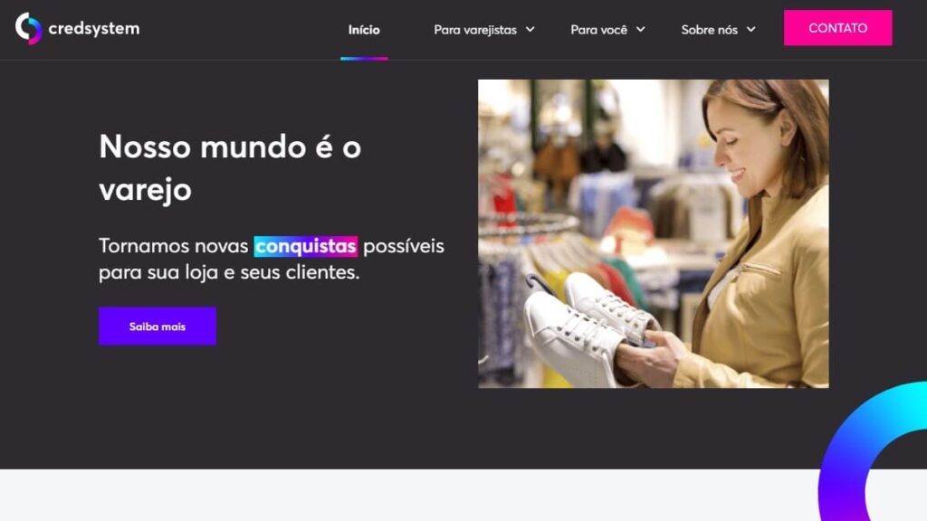 Página inicial da Credsystem